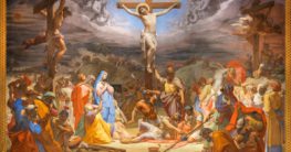 Fresko der Kreuzigung Jesu, in der Kirche San Girolamo dei Croati in Rom (Italien), gemalt von Pietro Gagliardi (1847-1852), Bildnachweis: Renata Sedmakova / Shutterstock.com
