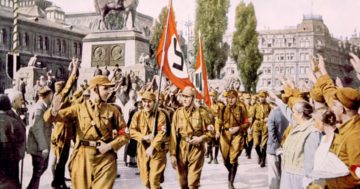 Illustration eines Nazi-Aufmarsches in Nürnberg 1929, Bildnachweis: Everett Collection / Shutterstock.com