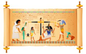 Darstellung des Totengerichts im ägyptischen Papyrus aus dem Buch der Toten
