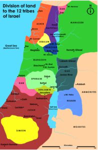 Karte und Gebietsaufteilung der 12 Stämme Israels