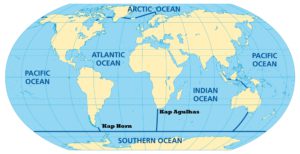 Grenzen und Südspitzen des Atlantischen Ozeans bzw. Atlantiks