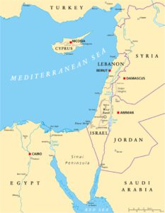 Israel Karte mit Flüssen, Seen und anderen Gewässern