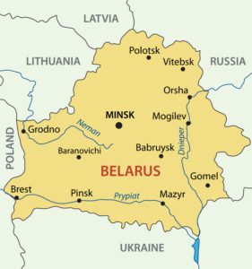 Karte von Belarus mit Flüssen und Gewässern