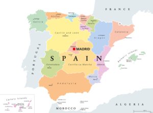 Politische Karte Spaniens mit Verwaltungsregionen