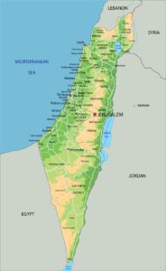Reliefkarte Israels mit Gebirgen und Erhebungen