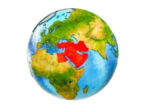 Die drei Kontinente, auf welchem sich der Nahe Osten erstreckt