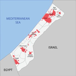 Gazastreifen Karte mit den größten Städten