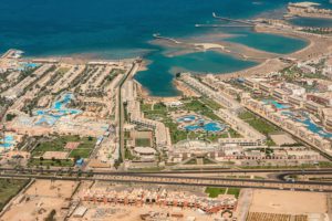 Luftaufnahme von Hurghada am Roten Meer