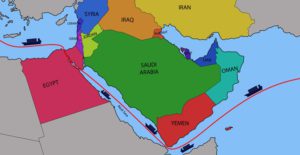 Illustration der Route und Handelswege des Suezkanals