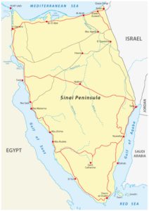 Karte der Sinai Halbinsel mit Städten