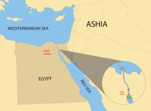 Lage der Ever Given Suez Kanal