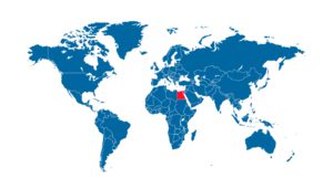 Ägyptens Lage (rot) auf der Weltkarte